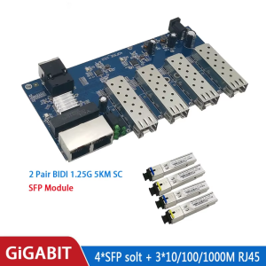 Industrial Gigabit SFP Switch PCB Board 4 SFP Slot 3 RJ45 10/100/1000M Ethernet Media Converter 4F3E for CCTV IP Camera FTTH