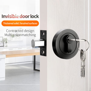 Invisible Door Lock With Key Indoor Bedroom Household Door Bolt Round Lock Wooden/Iron Door Universal Anti-theft Safety Locks