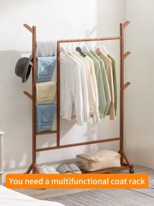 Clothes Rack Organizer 50/60/80/100CM Wood/Brown Simple Coat Rack Hanger Clothes Rack Hat Rack Wood Clothes Rack