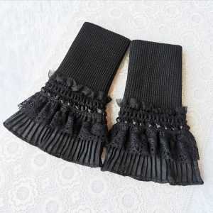 New Lace Sleeve Covers Decorative Elastic Cuff Long Innerwear Youthful Half Finger Gloves for Women Elderly People Friends