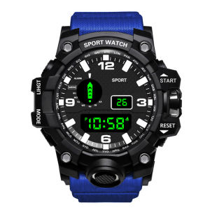 Fashion Mens Watch Sports Electronic Wristwatch Large dial Multifunctional Waterproof Luminous Alarm Kids Males Military Watch
