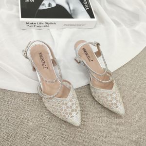 Simoncelli Sepatu Heels Wanita 5 Cm Tali Belakang Mutiara | Heels Pesta | Kondangan | Sepatu Import 102-6