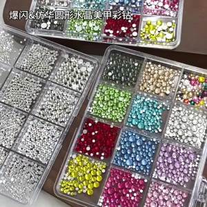 12Grids Transparent Nail Rhinestones Shiny Mixed Flatback Glass Nail Gems Glitter Crystal For DIY Manicure Nail Art Decoration