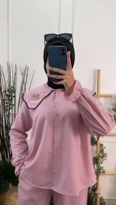 Setelan Wanita Muslim Oneset Baju dan Celana Bahan Katun Supernova Ukuran All Size Jumbo ARS 026