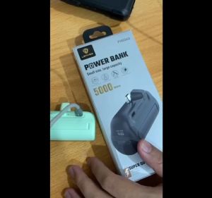 PX026D - Powerbank LENYES PX-026 D 5000mAh Mini Powerbank Fast Charging 2 Conector Options With Stand Of Power Bank Type C