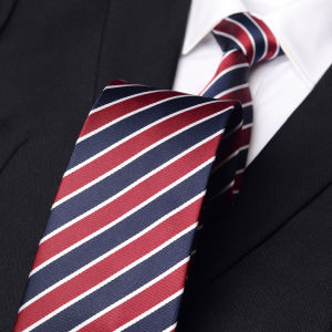 Romguest | Business Wedding Striped Blue Red Black Handmade Necktie 9cm