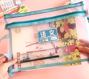 Double Layer Nylon Document Bag File Folder Zipper Bags School Office Storage 文件袋-COZII