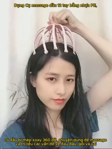 Dụng cụ massage đầu 12 chân giúp thư giãn giảm stress căng thẳng-Cây massage đầu bạch tuộc tuyệt vời