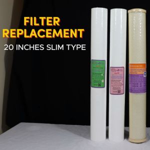 Water Filtration System 3 Stages 20" Slim Type Filter Replacement Complete Set