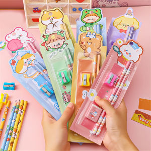 YILQQPER Cartoon Pencil Stationery Set 5-piece Stationery Set Childrens Day Gift Pencil Set Reward Childrens Festival Gift School