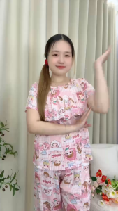 Đồ bộ tole bộ lanh mặc nhà quần lửng áo tay ngắn có bèo ngực SHOP5SAO (43-75kg)