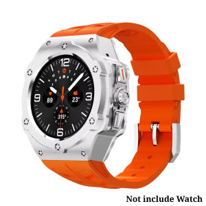 Luxury Metal Modification Kit for Samsung Galaxy Watch Ultra 2026 47mm Carbon Case Rubber Strap for Galaxy Watch Ultra 47mm