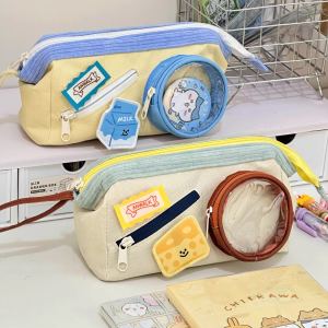 Adorable Large Capacity Color Block Transparent Pencil Case: A Multi-Functional Student Stationery Storage Solution