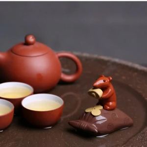 Đồ Trang Trí Phòng Bằng Gốm Sứ Thủ Công Hình Chuột Linh Vật Thiền Tông Yixing Trung Quốc Dùng Trong Lễ Trà Đạo.