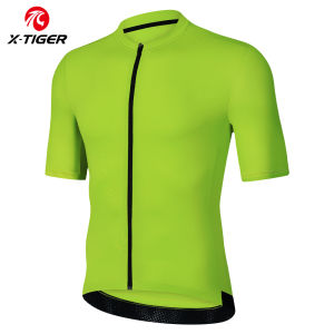 X-TIGER Mens Short-Sleeve Cycling Jersey Bright Elastic Cool Refreshing Summer Bike Clothing Bicycle Jersey Breathable Shirt