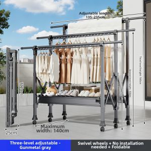 YIXUAN | Indoor & Outdoor Foldable Adjustable Clothes Rack