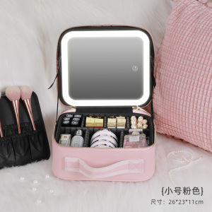 Portable Large Capacity Waterproof Makeup Bag Travel Cosmetic Pouch with Mirror Womens Handy Storage Box Cute Tool Organizer