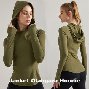 【COD】Hoodie Olahgara Wanita Legan Panjang Polos Spandeks/Sport Jacket Wanita Premium Pull Over Fitness Yoga Hitam Jumbo S-2XL