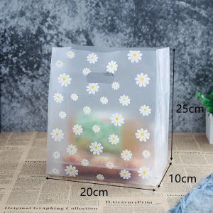 50pcs Plastic Gift Bag With Handle Christmas Wedding Party Orangizer Candy Cake Wrapping Bags Merchandise Shopping Bags New