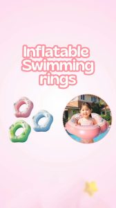 Baby Pro Kids Inflatable Summer Fun Swimming Rings With Built In Inflator One Press Easy Inflation