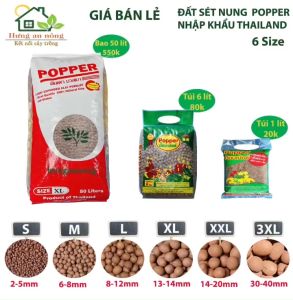Đất nung Popper Đất nung Thái Túi 6 lít size L - đất sét nung Thailand trồng cây cảnh thuỷ canh quan cảnh