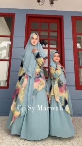 Humaira99 Gamis Syari Muslim Couple Ibu Anak Pasangan Dress Hijab Muslimah Atasan Wanita Long Dress Busui Terbaru Terlaris Pesta Lebaran Ceruti Cp Marwah6