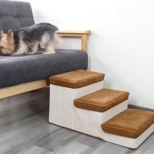 3 Floor Folding Storage Pet Dog Ramp Stairs Puppy Cat Animal Cushion Bed Cushion Fashion Pet Supplies Pet Stairs For Dogs Pet Steps 3-Step Dog Stairs For Bed Ladder For Dogs Pet Stairs Indoor Ramp Portable