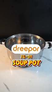 Dreepor 304 Stainless Steel Pot Double Handle Soup Pot with Glass Cover