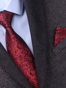LIESHANG | Wine Red Rose Silk Tie Mens Formal Business Wedding