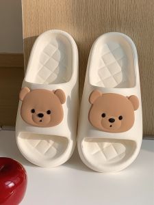 Cute Bear Couple EVA Anti-Slip Home Slippers Summer Girls Heart Outdoor Wear Bathroom Slippers Mens Womens Home Comfort Shoes