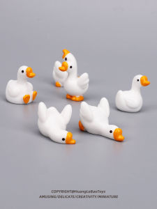 Mini Cute White Duck Cartoon Animal Figurine Office Desktop Healing Toy Simulation Model Static Animal Doll for All Ages