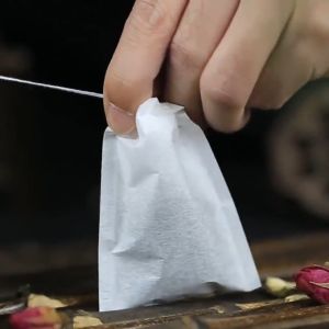 COMBO 100 Túi lọc trà size 5x7  Lọc cà phê thảo dược thực phẩm có dây buộc an toàn bằng vải không dệt - Set 100 Túi