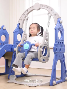 Playpark Slide for Kids 3 In 1 Slide Swing Playground Set with Basketball Hoop Slide & Swing Safe Durable Toy