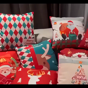 【New Arrival】 Topstar Christmas Throw Pillow Case 18×18in Santa Snowman Cushion Cover