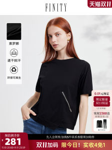 เสื้อยืดแขนสั้นผู้หญิง แฟชั่นฤดูร้อน ทรงหลวม คอกลม ปกติ คอตตอนผสมโพลีเอสเตอร์ 74.7% 25.3% เสื้อผ้าทำงาน