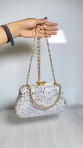 BJ82203 - BLACK/BLUE/GOLD/PINK/SILVER - TAS PESTA CLUTCH SLEMPANG MEWAH ELEGAN HANDBAG TALI RANTAI JINJING HANDBAG TAS WANITA FASHION IMPORT MODIS ELEGAN TERMURAH TERLARIS TERBARU TAS BATAM GT2203