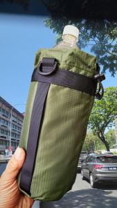 Olive Green Insulated Protective Water Bottle Holder Sling for 1 litre bottles (Sling/ Sports/ School)