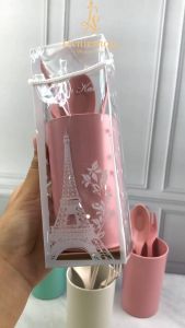 Isi 50 pcs Souvenir Gelas Plastik + Sendok Bebek Set kemas mika / Souvenir Pernikahan /Ulang Tahun