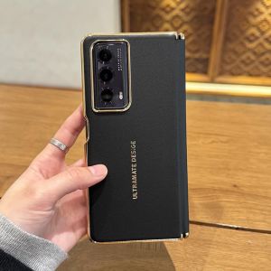 Honor Magic Vs2 Phone Case Luxury Leather Anti-Fingerprint Magnetic Absorption Full Protection Shell for Men New Year Red Color