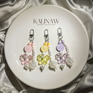 KALINAW GlimmerLush Whimsical Fairy Butterfly Heart Crown Customized Beaded Keychain/ Phone Charms