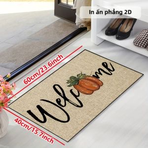 VIKAMA Fall Gnome Pumpkin Welcome Doormat Thảm Trải Sàn Bằng Vải Polyester Phong Cách Hiện Đại Có Thể Giặt Được Chống Trượt Cho Hiên Nhà Lối Vào Nhà Bếp Phòng Khách Trang Trí Mùa Thu