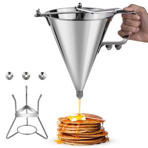 304 Stainless Steel Batter Dispense Octopus Balls Batter Baker Cooking Tool with Rack Cupcake Pancake Batter Maker Kitchen Tool