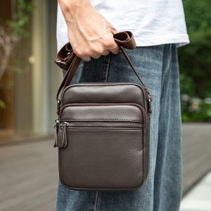 Genuine Leather Mens Shoulder Bag Top Layer Cowhide Casual Commuter Bag Crossbody Bag for Men Suede Material Handbag