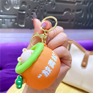 Squeezable Fox Bear Animal Keychain Bag Charm Couple Stress Relief Toy Cute Healing Design Silicone And Hardware Material