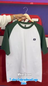 ZEKE Mens T-shirt Raglan Short Sleeve Crewneck T-shirt Embroidered Logo Shirt For Men