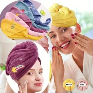other | 5 Pack Hair Drying Towel Wrap Coral Fleece Soft Absorbent Quick Dry Double Layer with Button for Women After Shower Spa