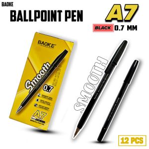 12 Pcs Ballpoint Baoke Pen A7 [0.7 MM] Karakter/Pen/Ballpoint Pen/ Pulpen  Hitam