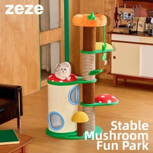 ZeZe| Space-saving Multi-level Cat Climbing Frame with Nest and Scratching Post zeze