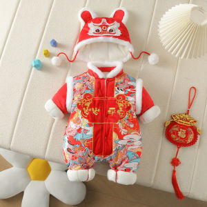 Autumn Winter Baby Romper Onesie Celebratory New Year Visit Outfit Birthday Ceremony Festive Clothing for Infants And Toddlers