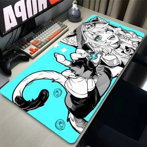 Mouse Pad Anime Gaming Accessories Gamer PC Computer Honkai Star Rail Cipher Keyboard Pad Cat Girl Desktop Mat Kawaii Mousepad